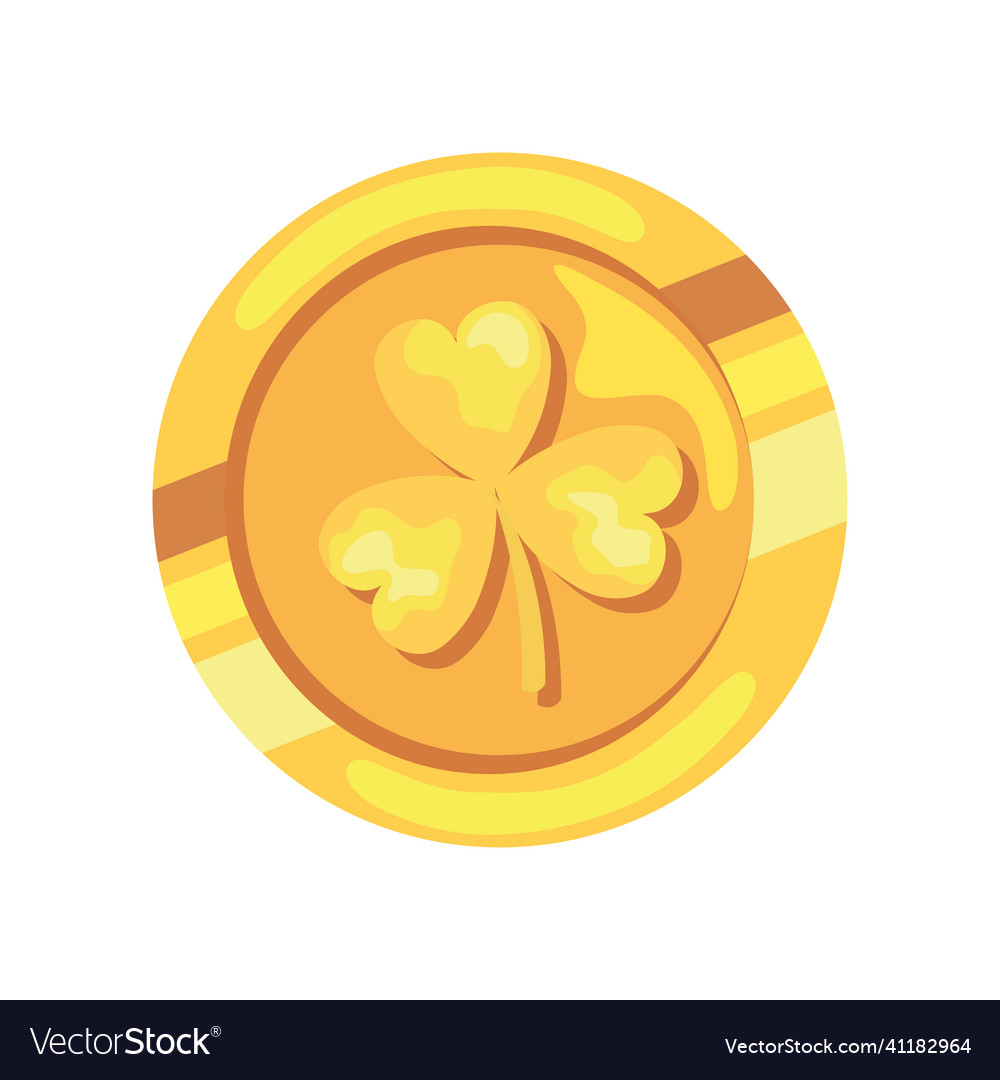 Golden coin with clover Royalty Free Vector Image