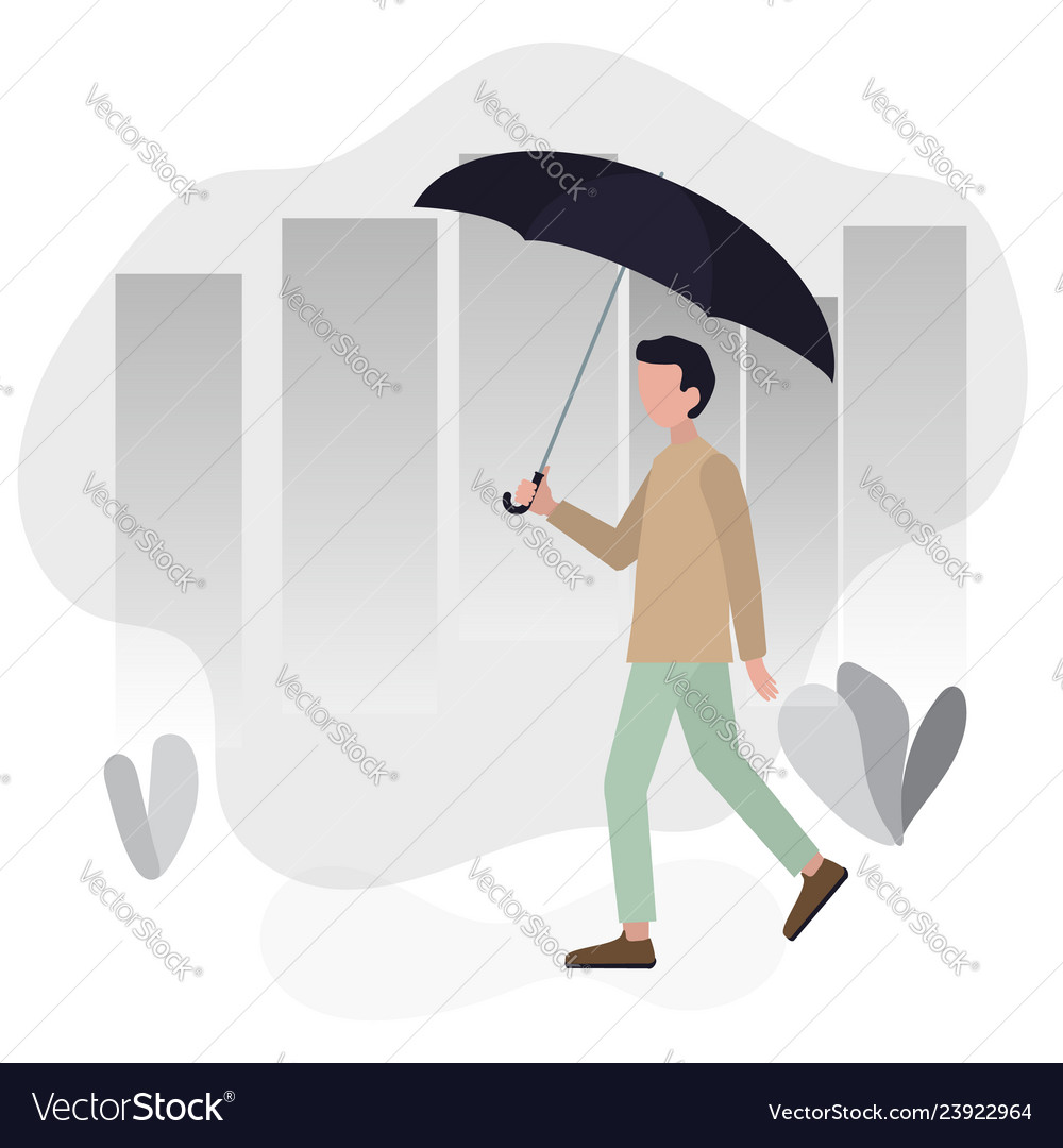 man walking with umbrella