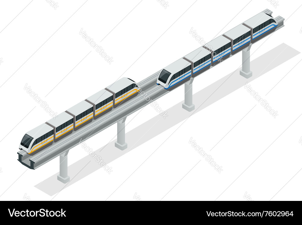Monorail train sky train isometric Royalty Free Vector Image