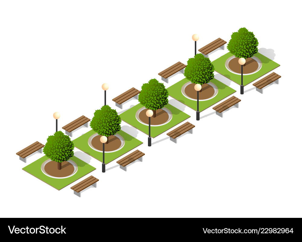Trees a park bench Royalty Free Vector Image - VectorStock