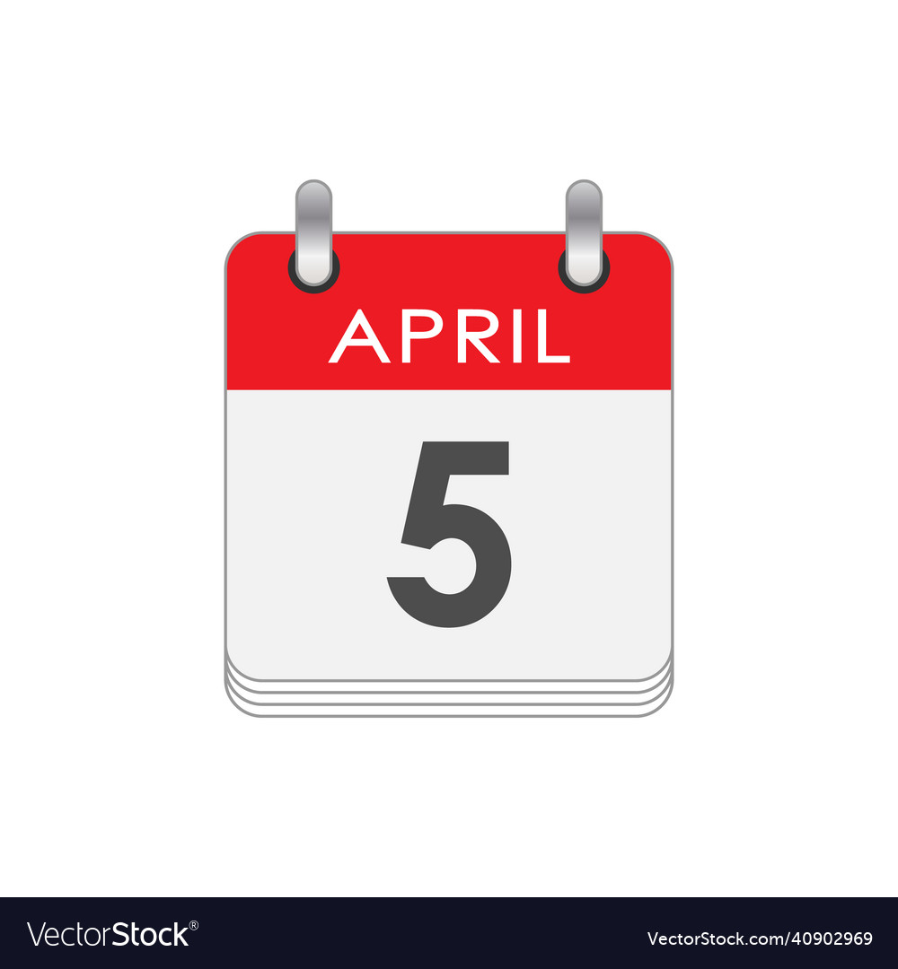 April 5 a leaf of the flip calendar with date Vector Image