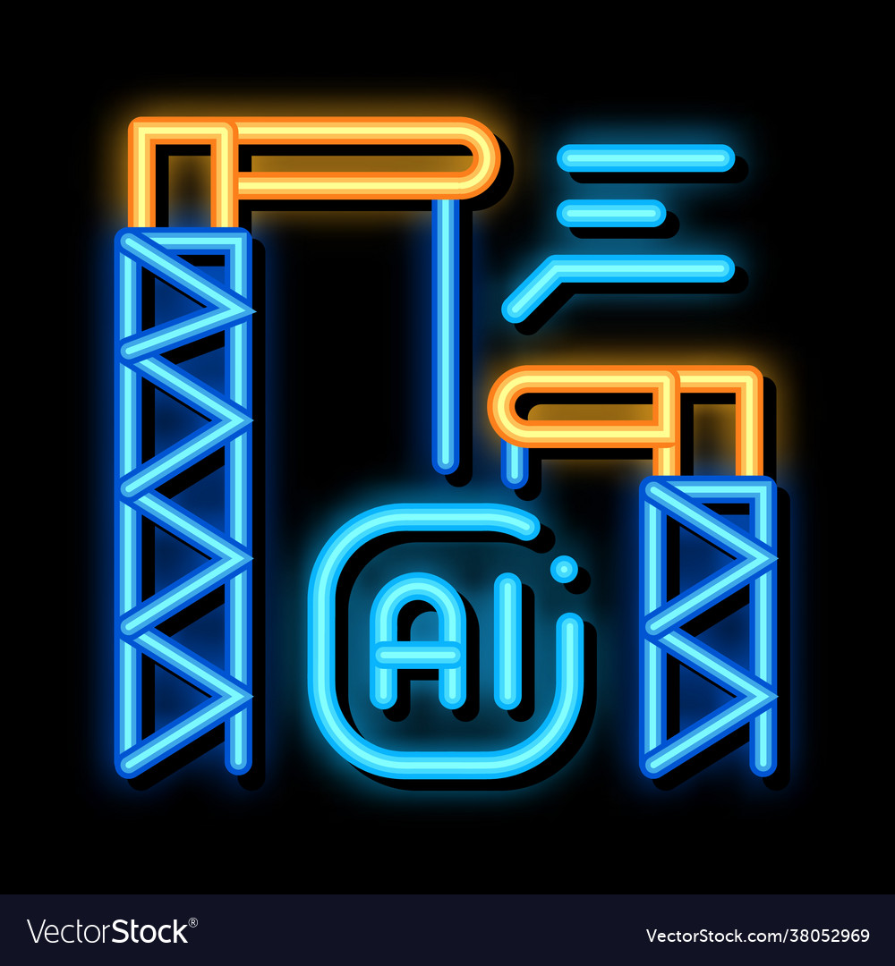 Building crane neon glow icon Royalty Free Vector Image