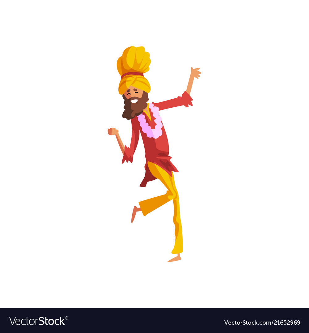 Male dancer in traditional indian clothes dancing Vector Image Male dancer in traditional indian clothes dancing Vector Image