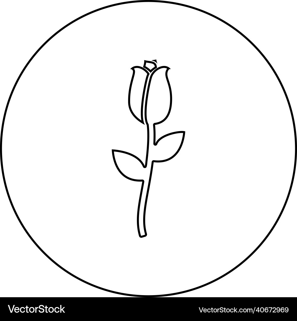 Rose icon in circle round black color image Vector Image