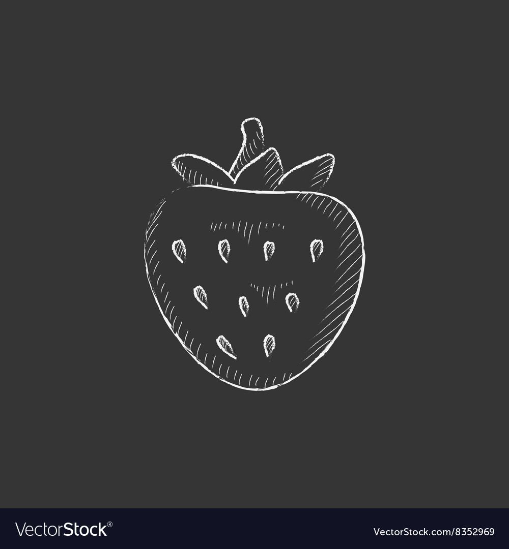 Strawberry drawn in chalk icon