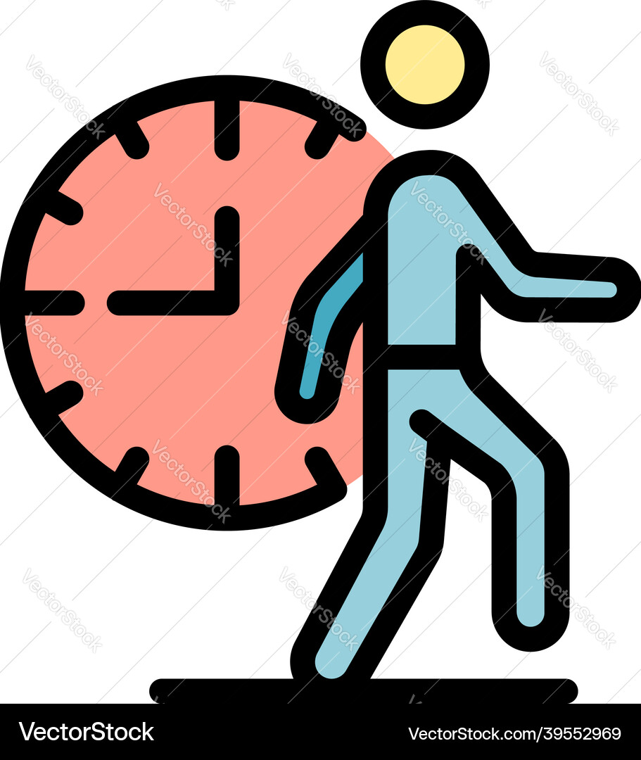 Time and man icon color outline Royalty Free Vector Image