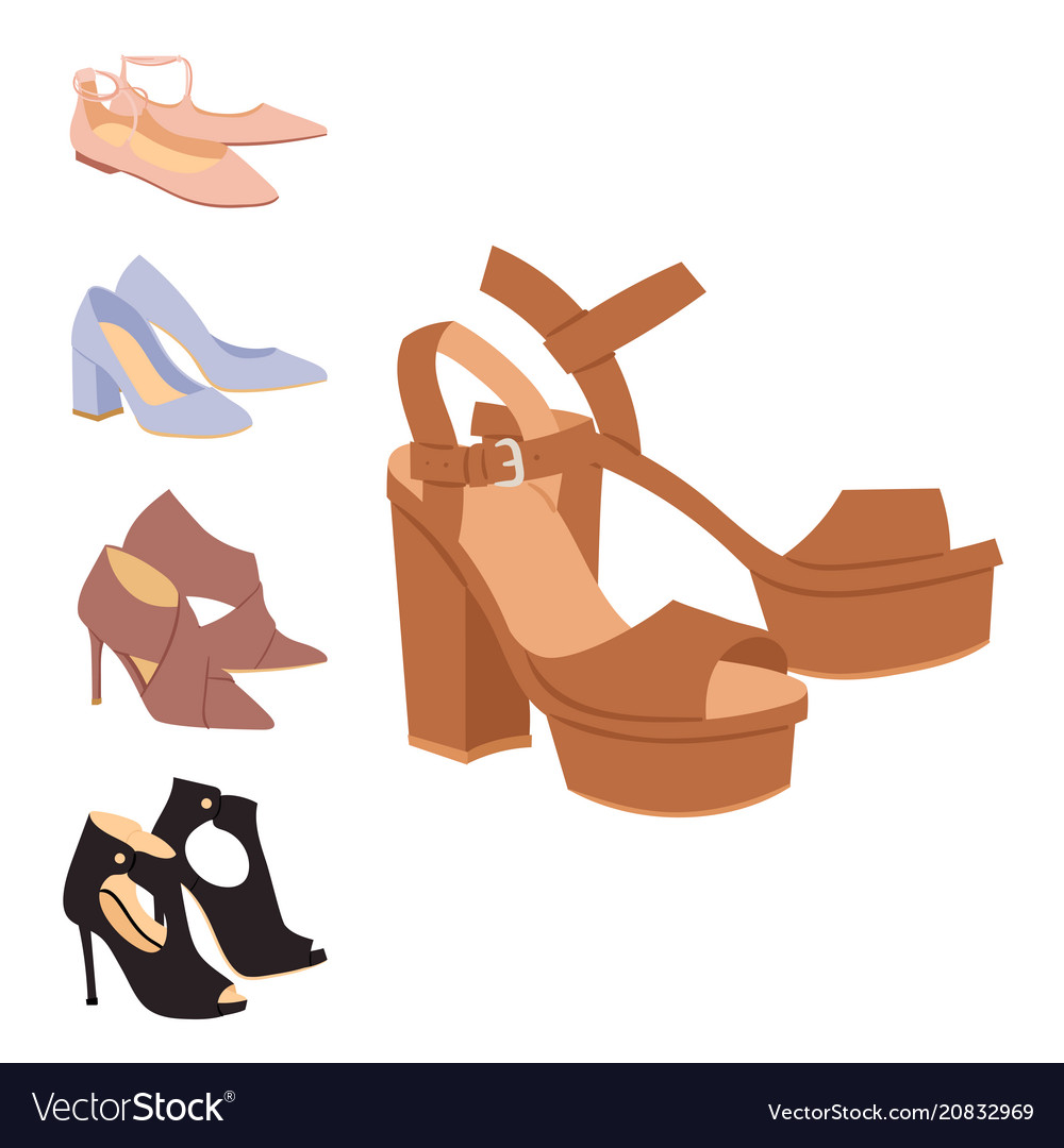 Womens shoes flat design footwear shoe Royalty Free Vector