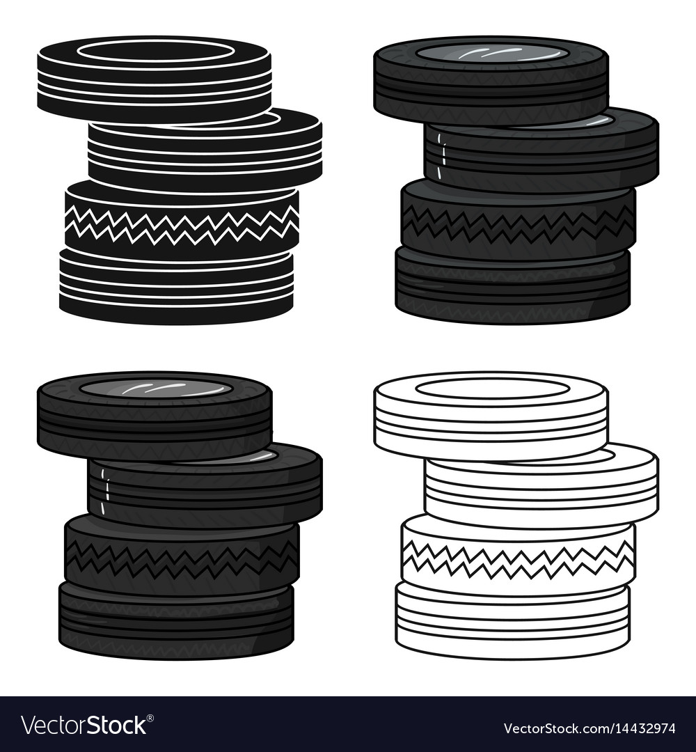 Barricade from tires icon in cartoon style