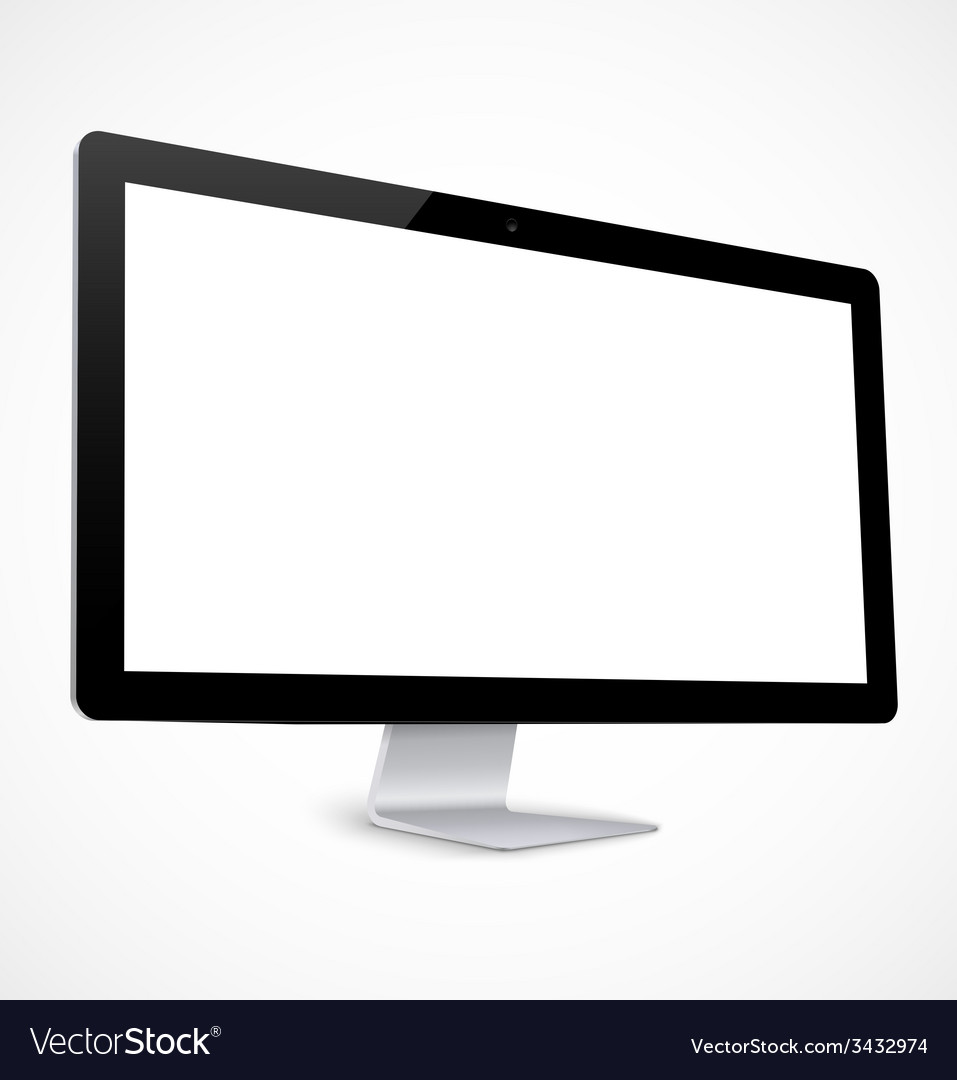 Computer display with white screen Royalty Free Vector Image