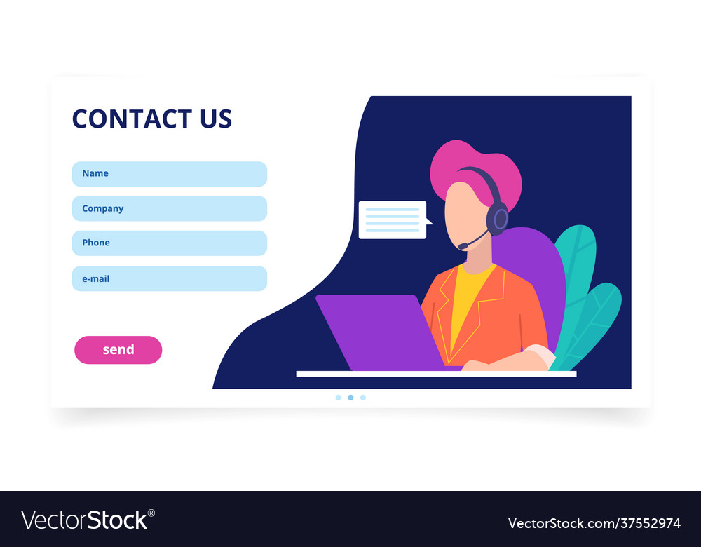 Contact us form web banner feedback landing page Vector Image