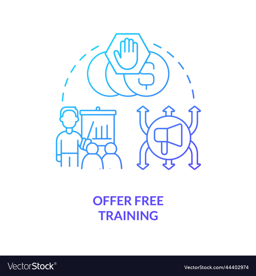 Offer free training concept blue gradient icon Vector Image