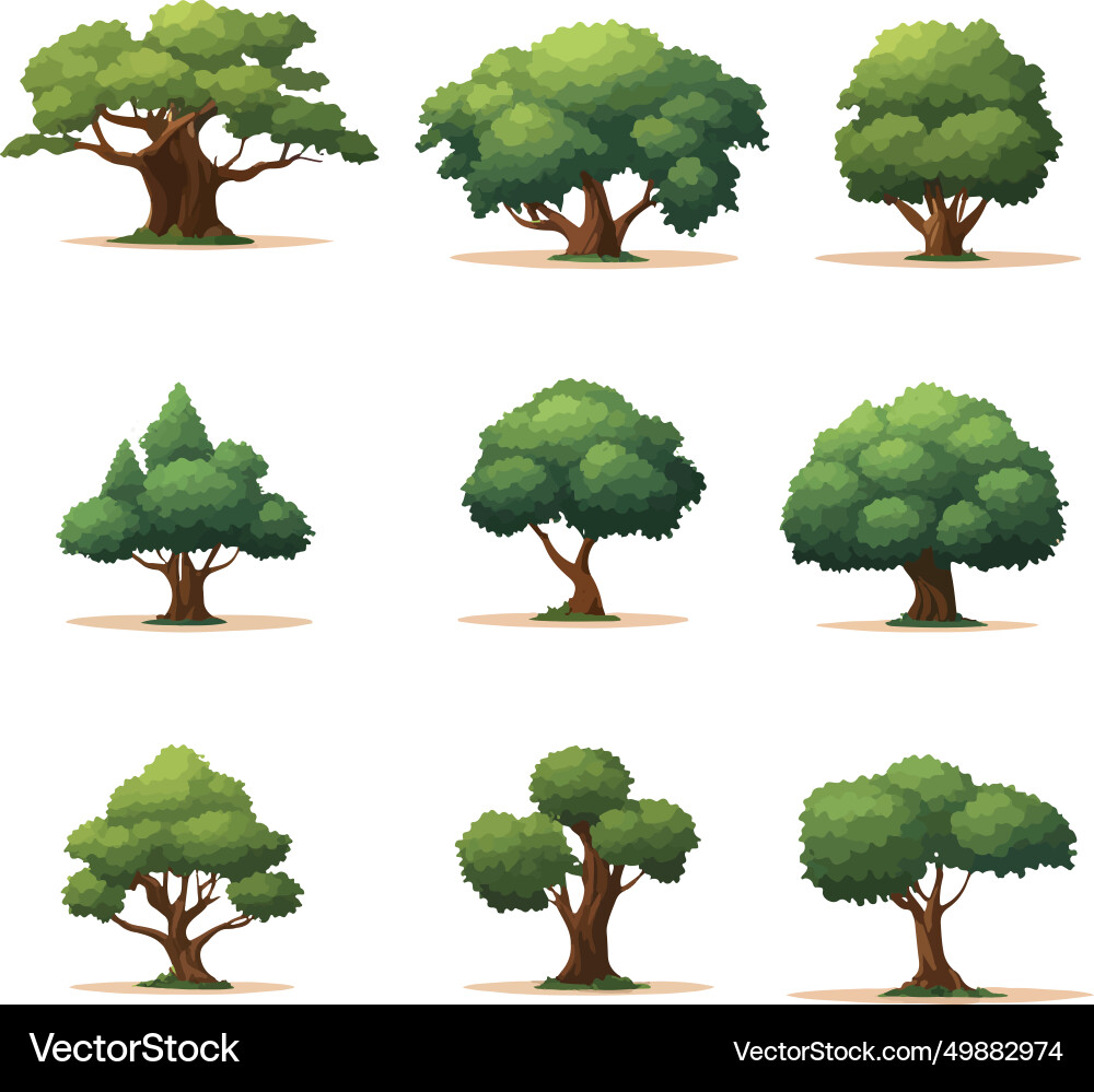 Pretty and lovely trees for tale book set Vector Image