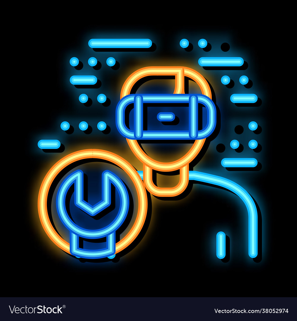 Vr glasses repair neon glow icon