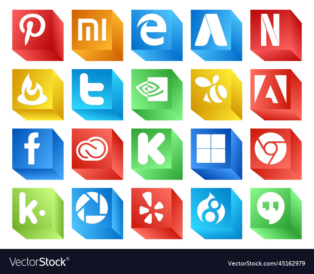 20 social media icon pack including chrome