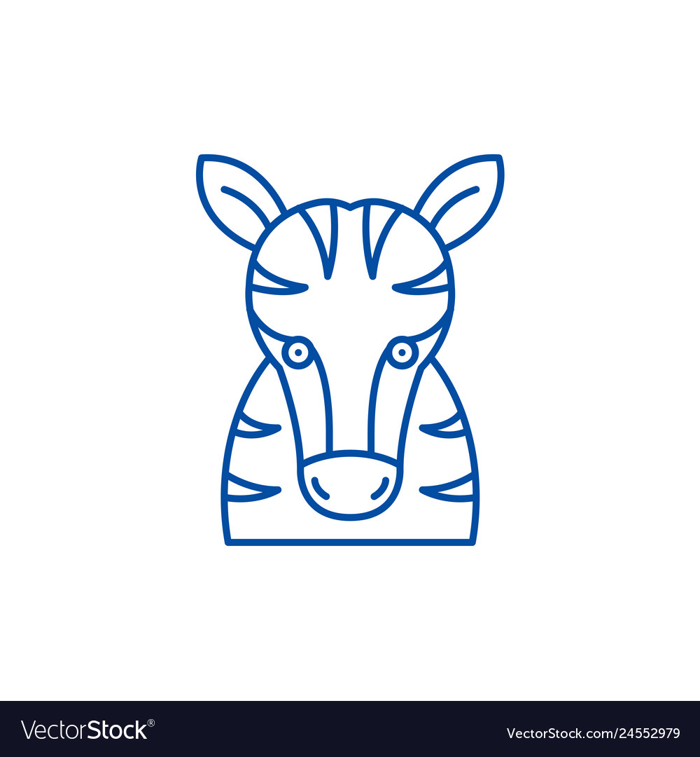 Funny zebra line icon concept flat