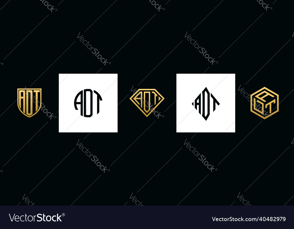 Initial letters adt logo designs bundle Royalty Free Vector