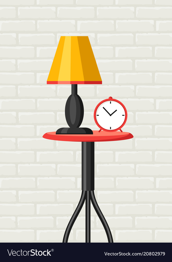 Interior Home Decor Table Lamp And Clock Vector Image Table Lamp And Clock Vector Image