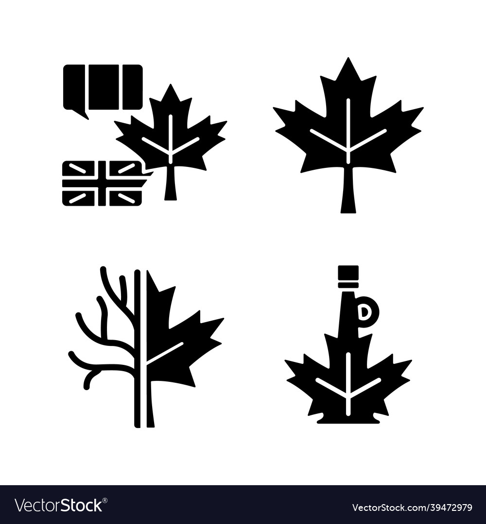 Maple leaf significance black glyph icons set