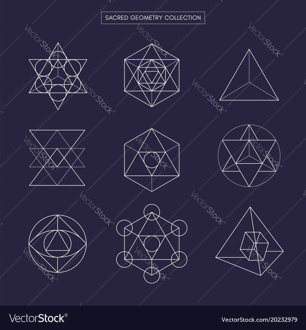 Sacred geometry non expanded outline Royalty Free Vector