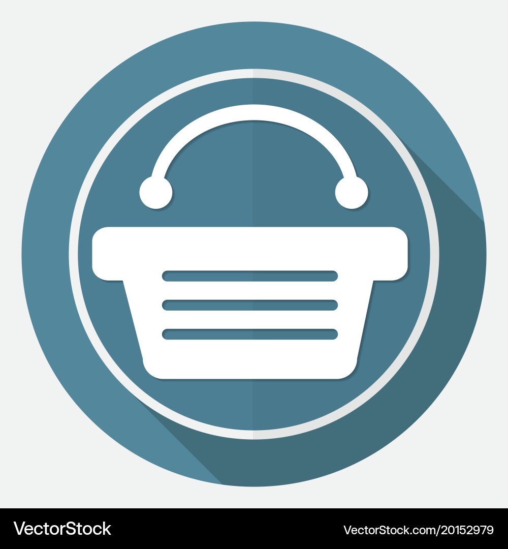 Shopping bags on white circle with a long shadow Vector Image