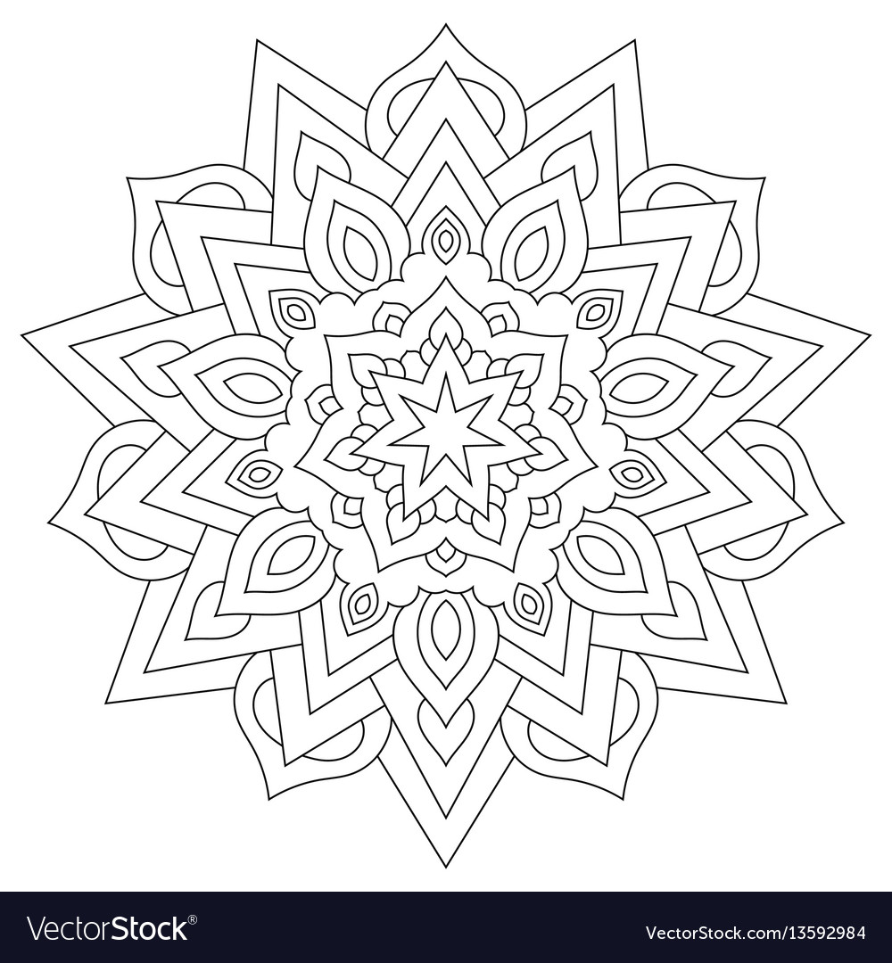 Download Circular geometric ornament round outline mandala Vector Image