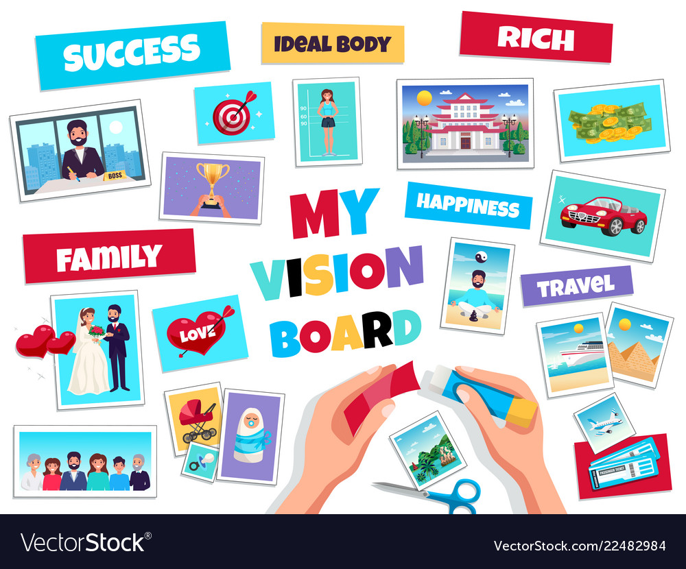 Dreams vision board concept Royalty Free Vector Image