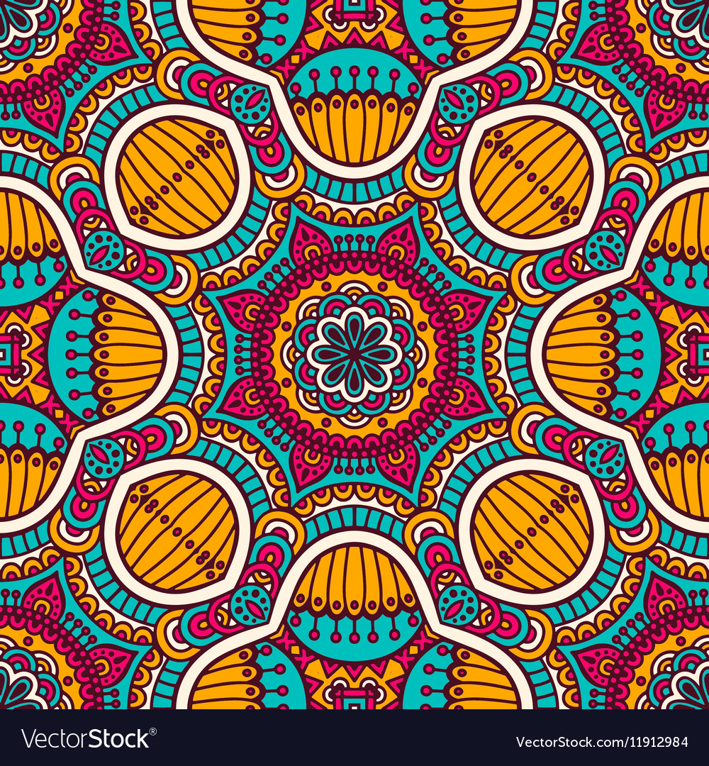 Ethnic floral seamless pattern Royalty Free Vector Image