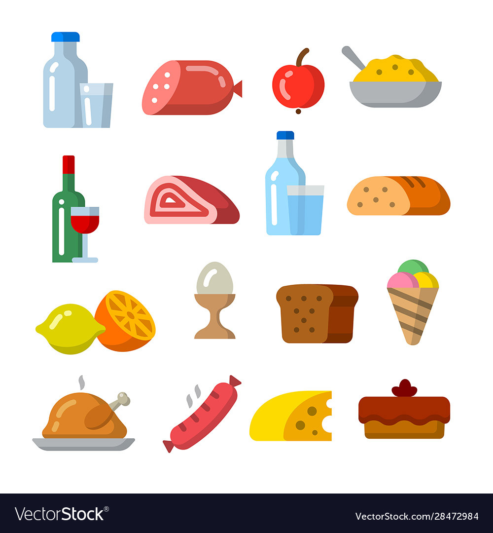 Food icon set Royalty Free Vector Image - VectorStock