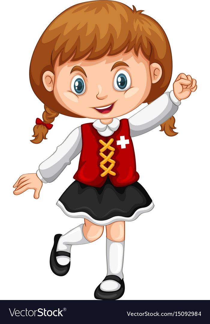 Girl wearing vest with switzerland Royalty Free Vector Image