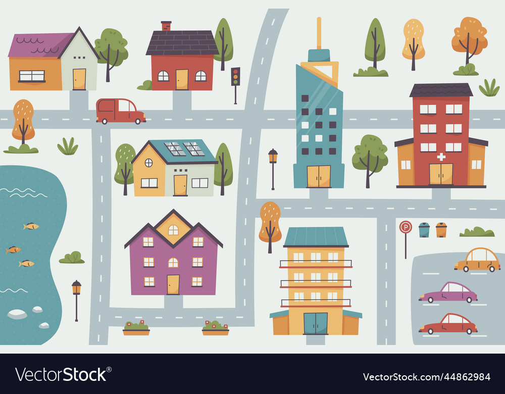 Hand drawn kids map Royalty Free Vector Image - VectorStock