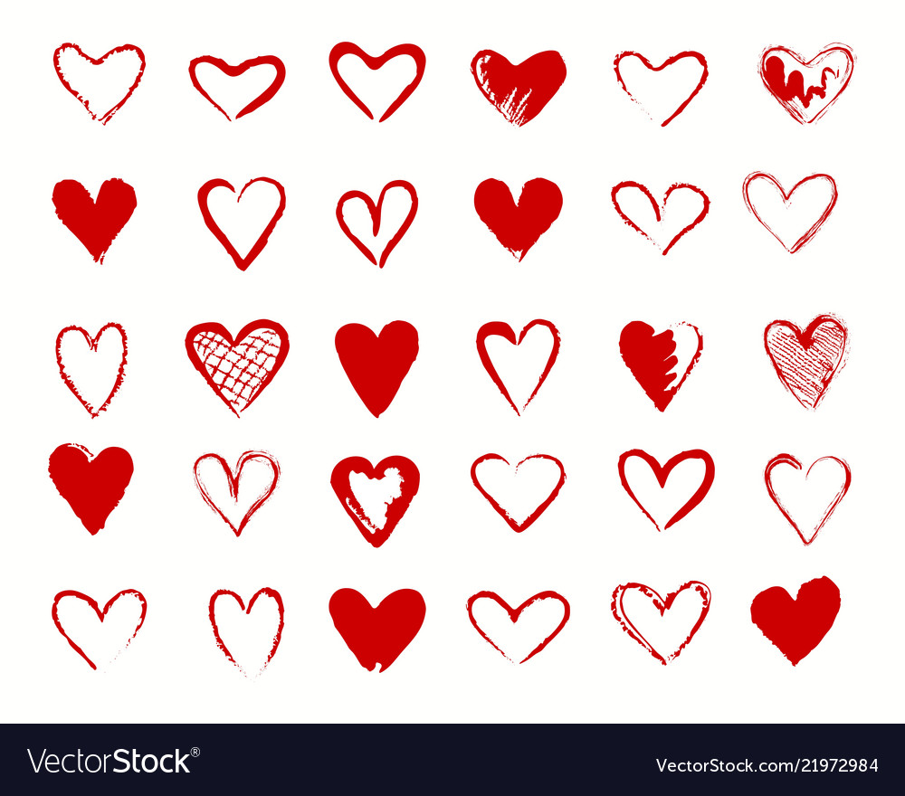 Hearts red signs collection vector image Hearts red signs collection