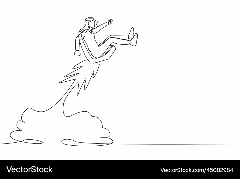 Single continuous line drawing active arab Vector Image