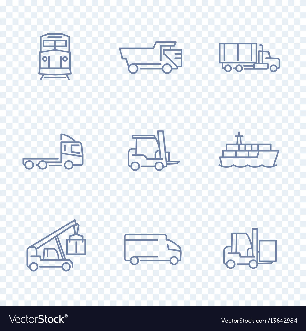 Transportation icons forklift cargo ship train