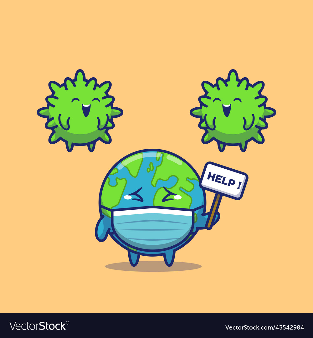 World scare corona virus cartoon Royalty Free Vector Image