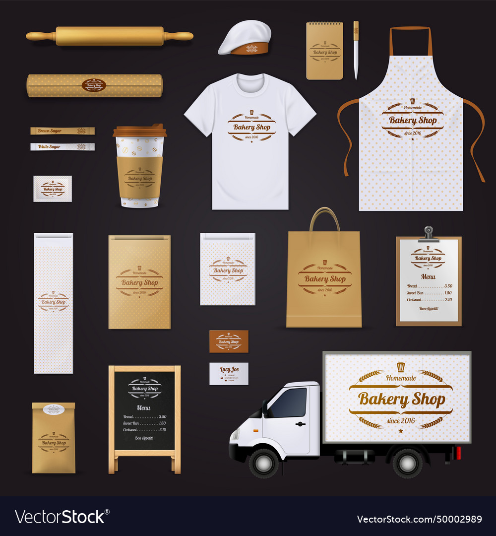 Bakery corporate identity template design set