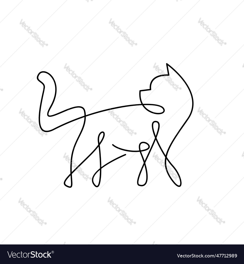 Cat single line logo icon design Royalty Free Vector Image