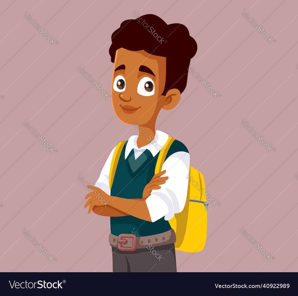 Cheerful male student with backpack cartoon Vector Image