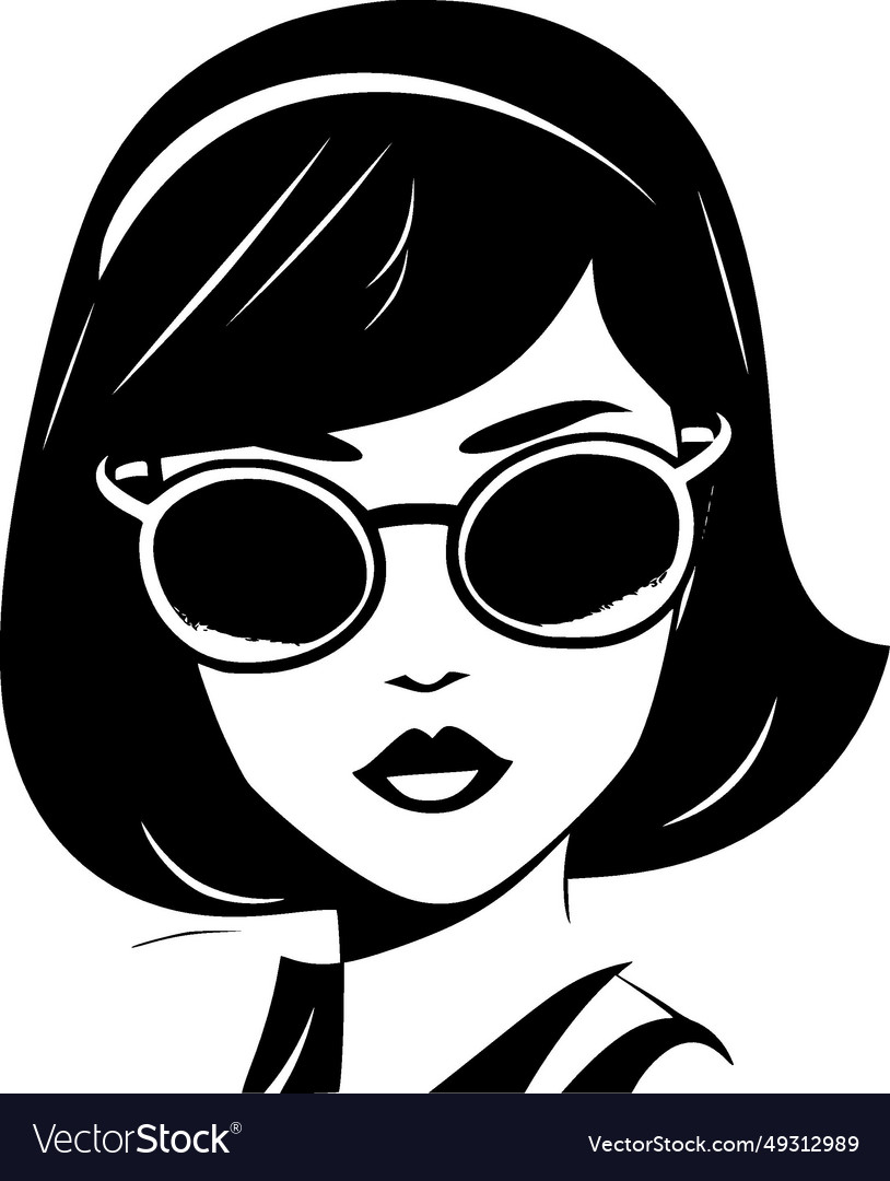 Fashion girl - black and white isolated icon Vector Image