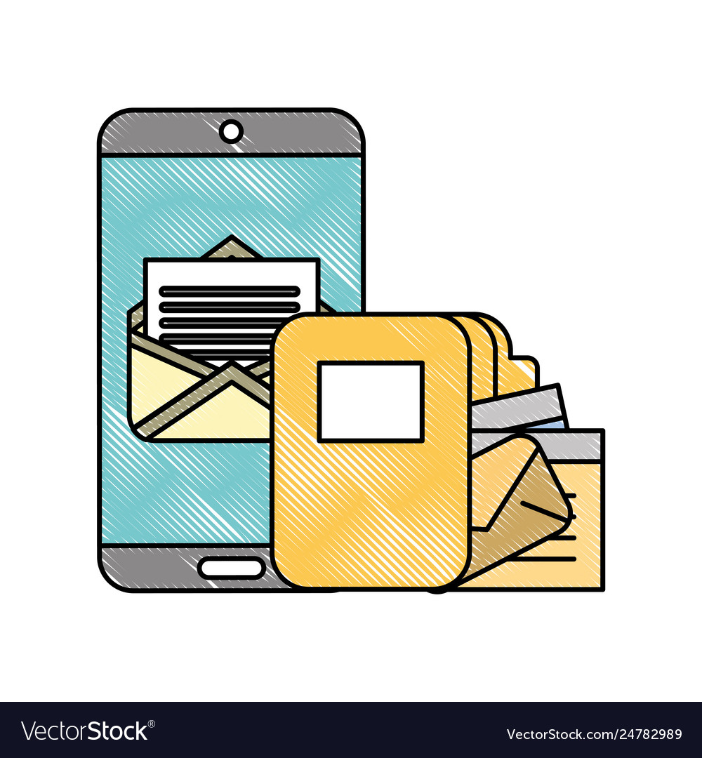 Smartphone email folder file documents business Vector Image