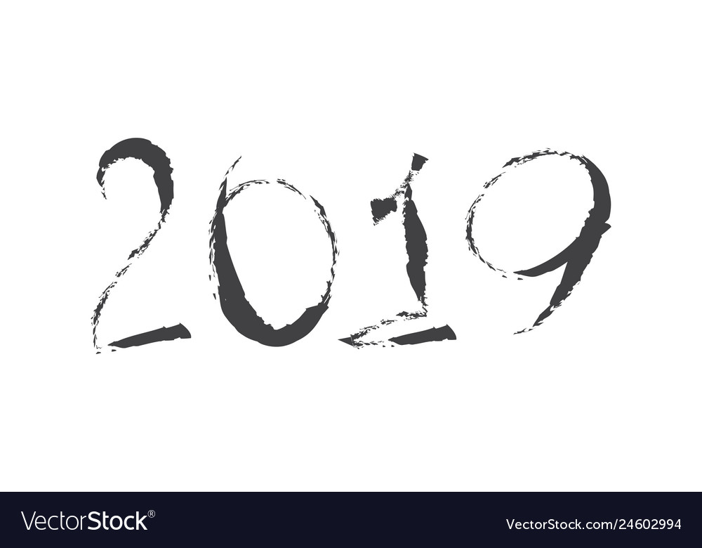 2019 text hand drawn in brush free style