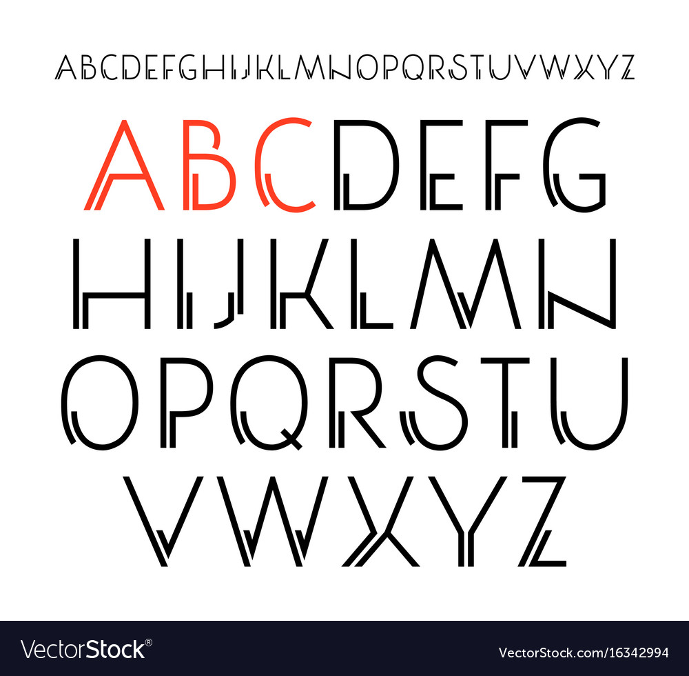 Decorative sanserif font Royalty Free Vector Image