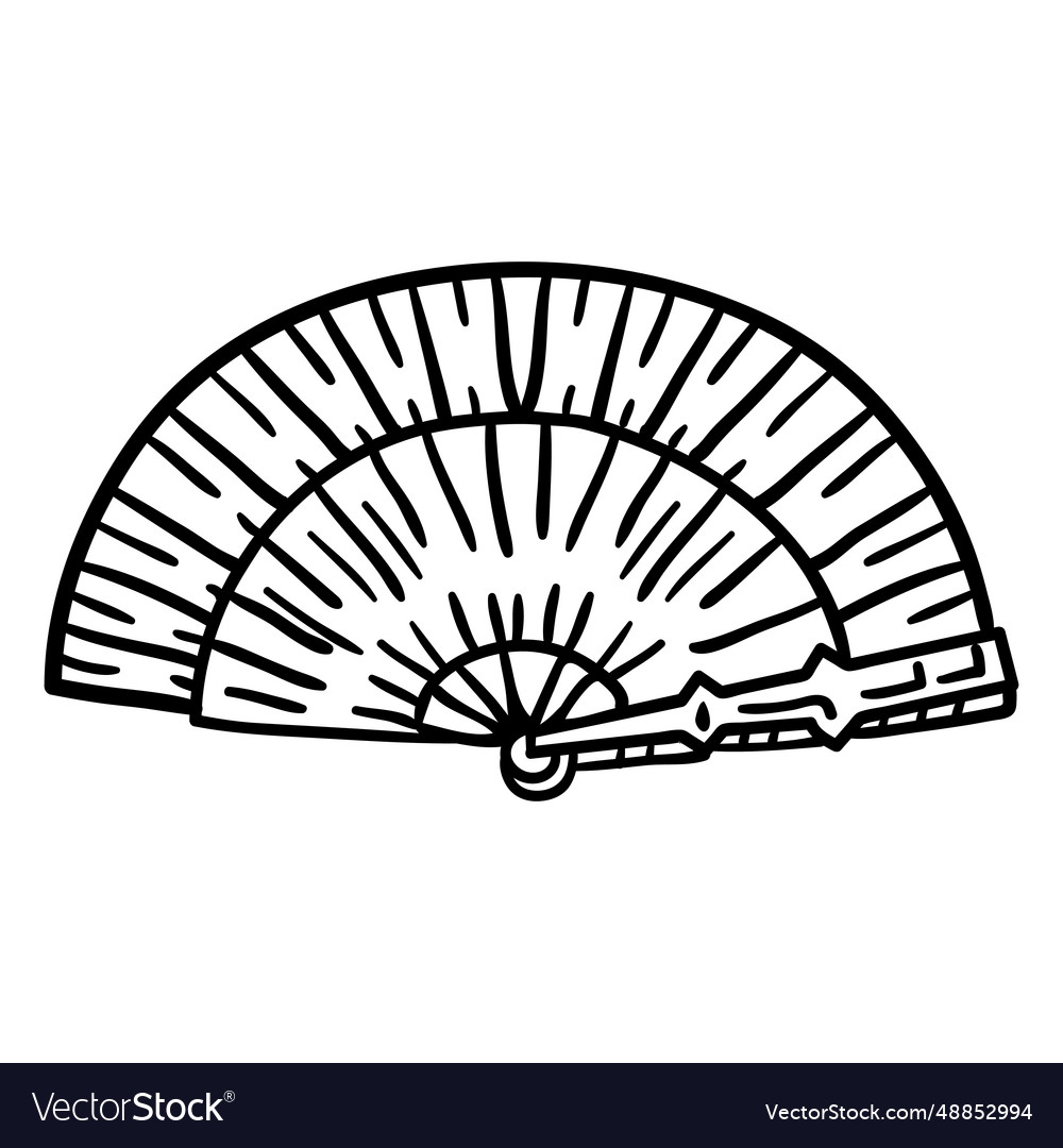 Folding hand fan stroke Royalty Free Vector Image