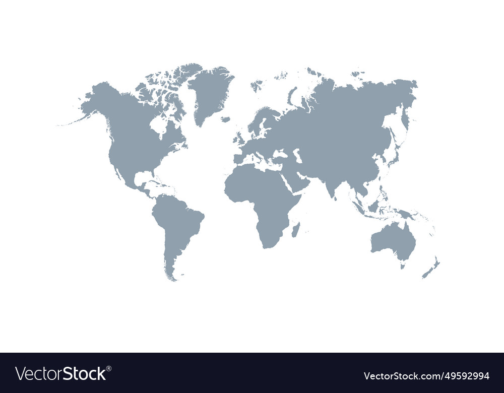 Grey blank world map Royalty Free Vector Image