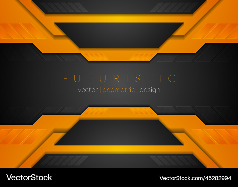 Orange black tech corporate geometric abstract Vector Image