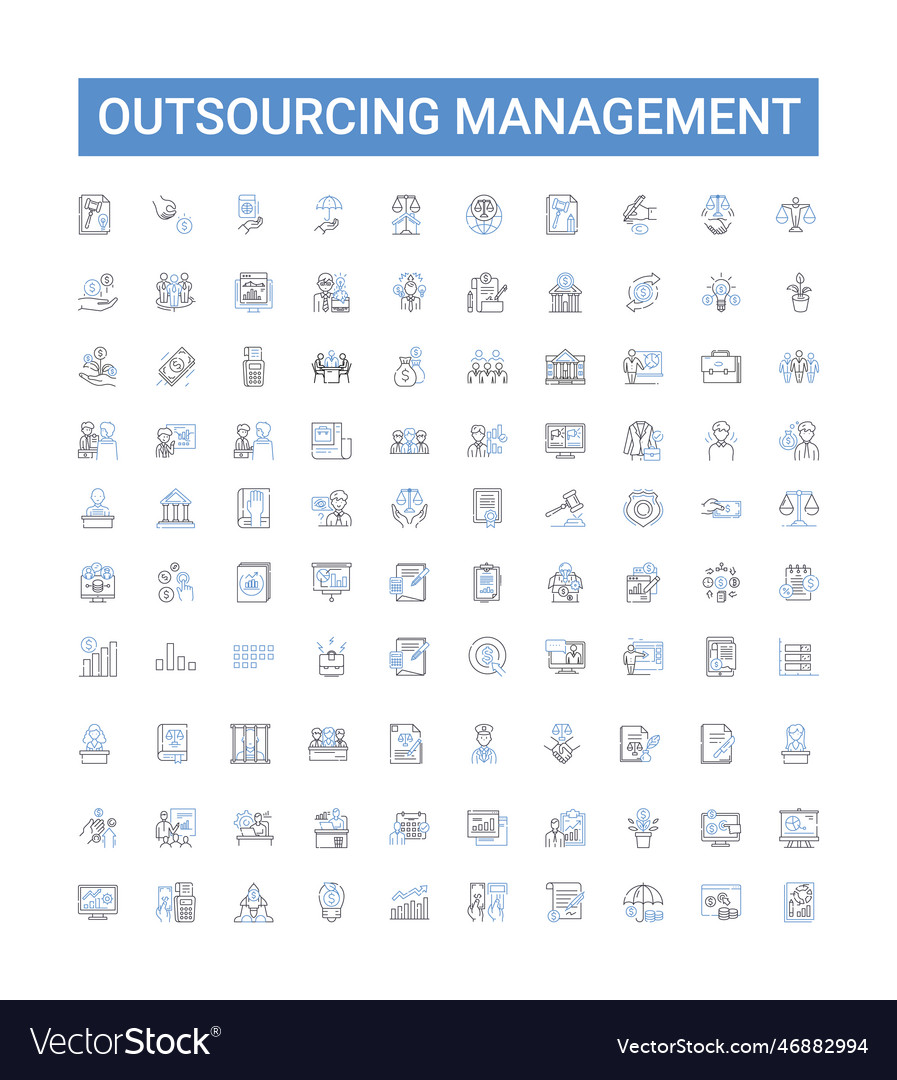 Outsourcing management outline icons collection Vector Image