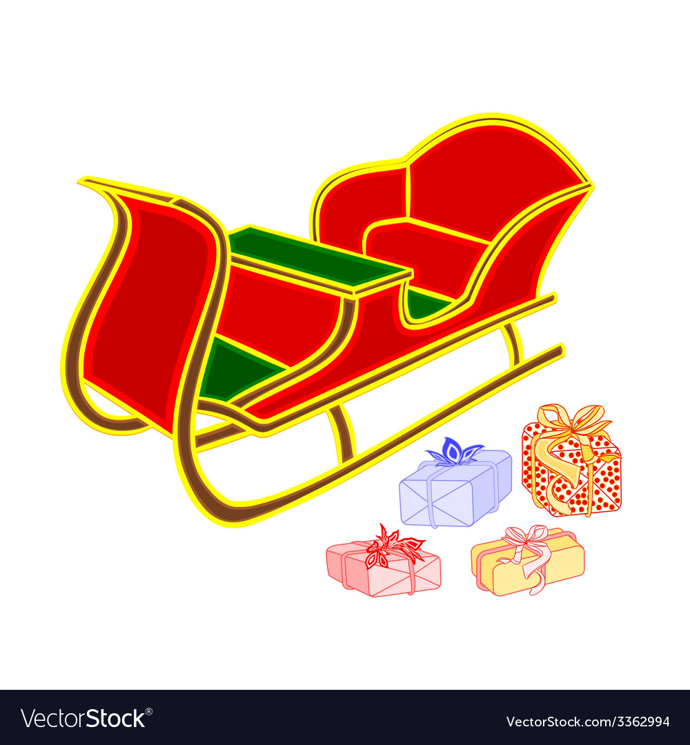 Santa sleigh and gifts happy xmas