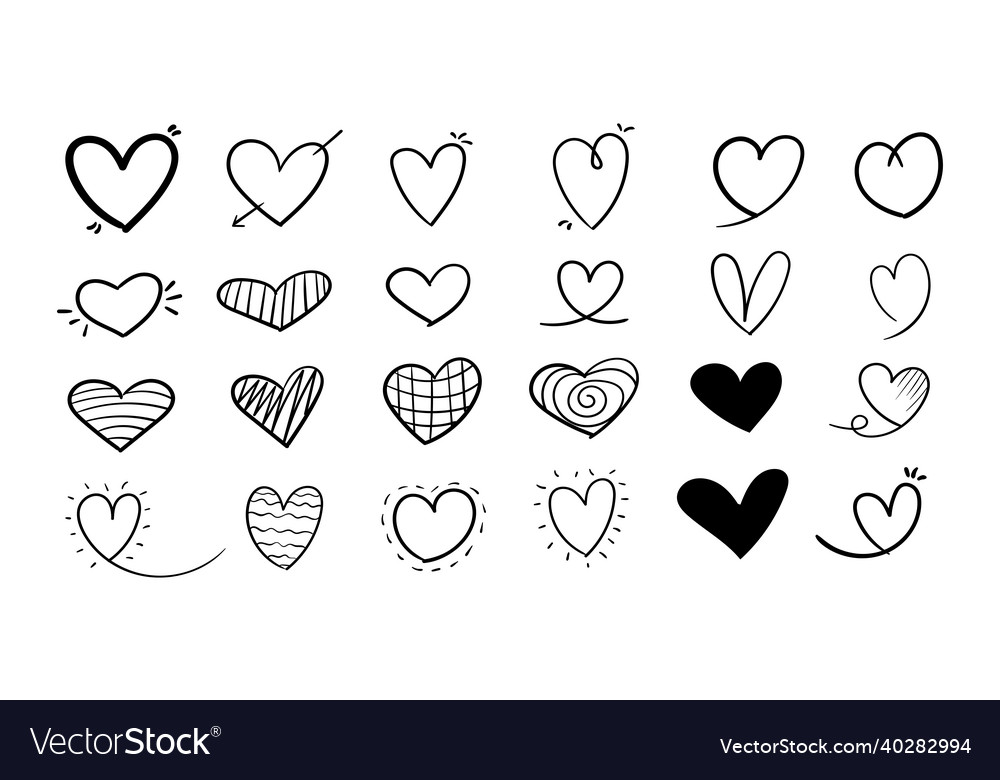 Set of 24 pieces different holiday hearts Vector Image