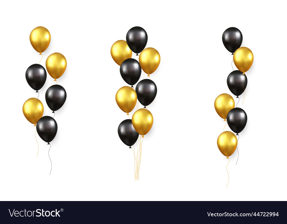 Set of festive gold black balloons