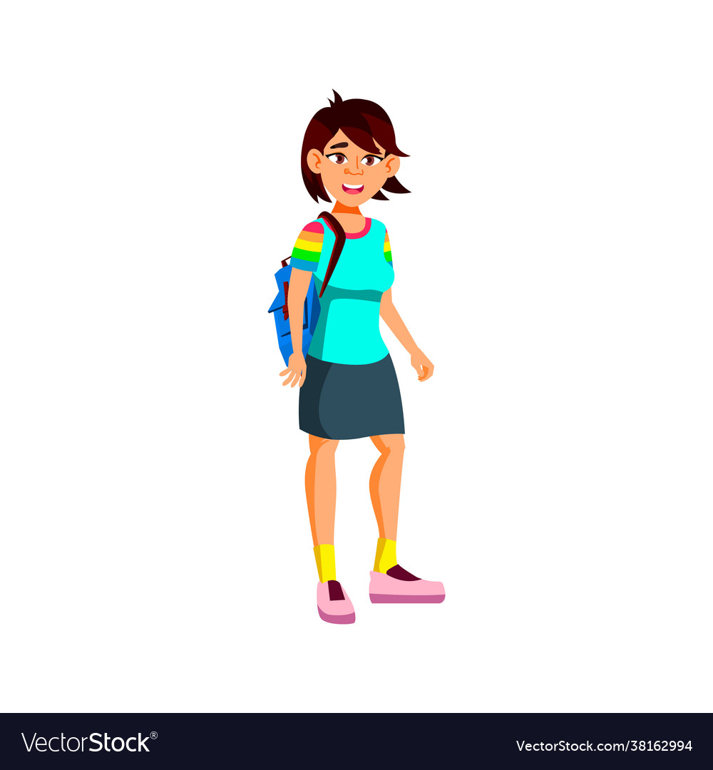 Stylish asian girl walking with friend in academy Vector Image Stylish asian girl walking with friend in academy Vector Image