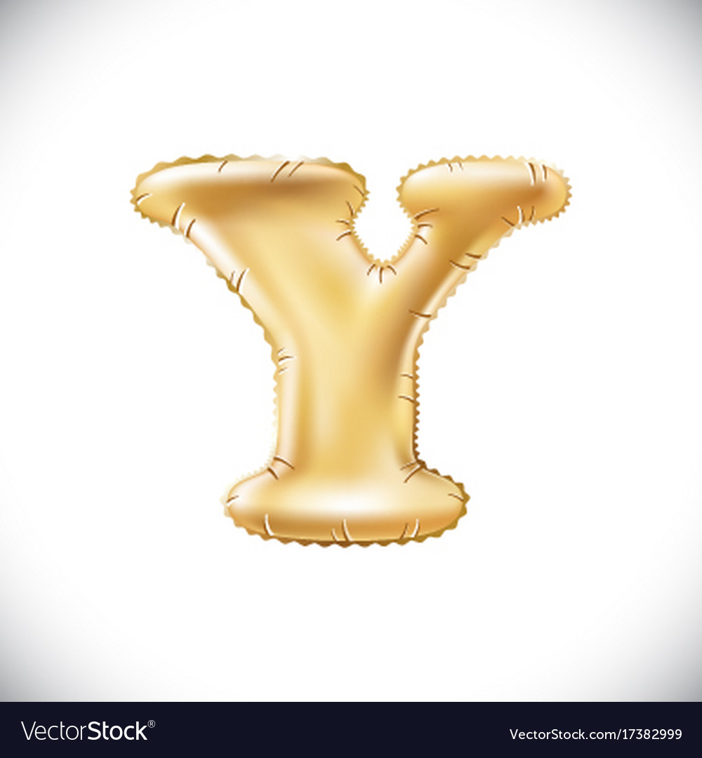 Balloon letter y realistic 3d isolated gold